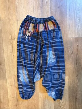 Handmade Thai Hmong Hill Tribe Hippie Harem Pants, Cotton, size M, NWOT